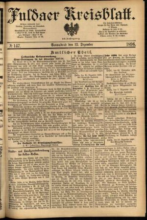 Erste Ausgabe vom Samstag, den 12. Dezember 1896.