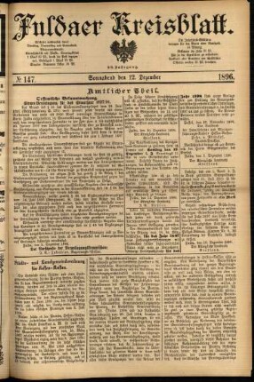 Erste Ausgabe vom Samstag, den 12. Dezember 1896.