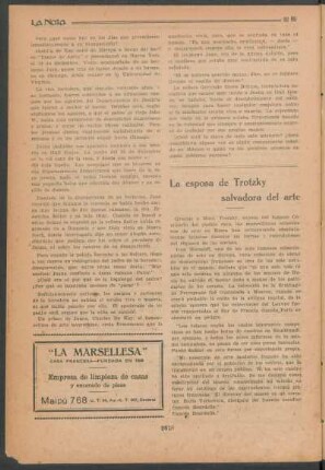 La esposa de Trotzky salvadora del arte
