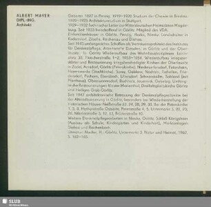 Albert Mayer, Dipl.-Ing., Architekt
