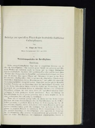 Beiträge zur speciellen Physiologie landwirthschaftlicher Culturpflanzen. V. Wachsthumsgeschichte der Kartoffelpflanze