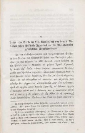 579-590 Ueber eine Stelle im VIII. Kapitel des von dem heiligen Antiochenischen Bischofe Ignatius an die Philadelphier gerichteten Sendschreibens