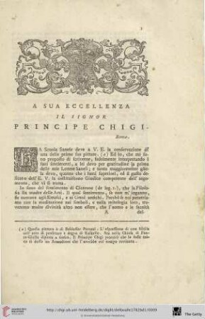 A sua Eccellenza il Signor principe chigi