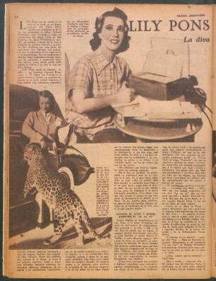 Lily Pons ignoraba que tenía voz : La diva famosa revela a MUNDO ARGENTINO intimidades y secretos de su vida artística