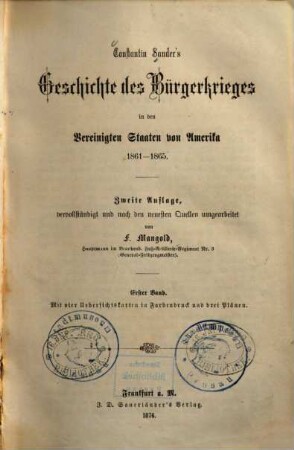 Constantin Sander's Geschichte des Bürgerkrieges in den Vereinigten Staaten von Amerika : 1861-1865, 1