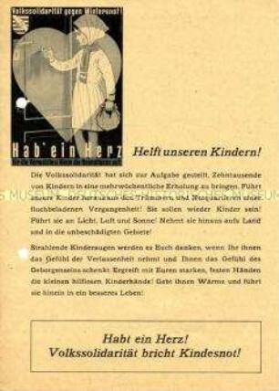 Aufruf der Volkssolidarität zur Aufnahme von Kindern zur Erholung