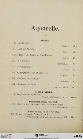 Aquarelle (Nr. 120-142)