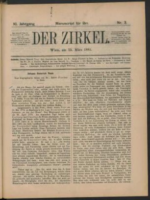 Nr. 3. Wien, am 15. März 1881.