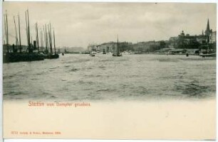 Stettin. Stettin vom Dampfer gesehen - mit Schiffen