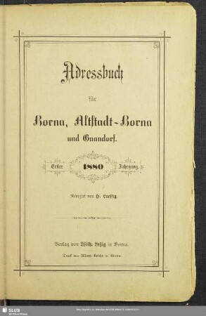 1.1880: Adressbuch für Borna, Altstadt-Borna und Gnandorf
