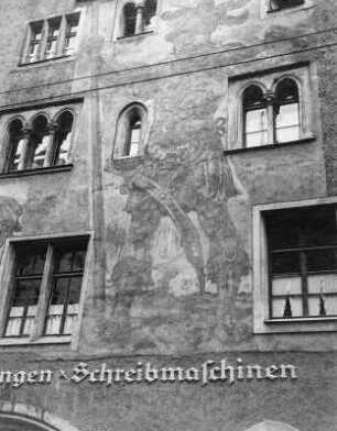 Regensburg, Goliathhaus : Regensburg, Goliathhaus. Goliath-Gemälde von Franz Rinner