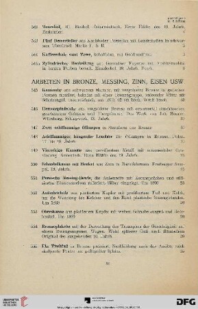 Arbeiten in Bronze, Messing, Zinn, Eisen usw. (Nr. 545-588)