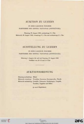 Auktion / Ausstellung / Auktionsordnung
