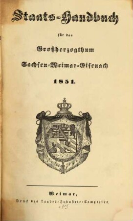 Staatshandbuch für das Großherzogtum Sachsen. 1851, 1851