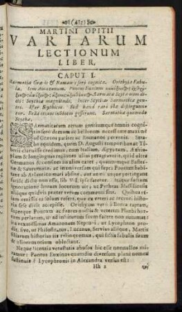 Martini Opitii Variarum Lectionum Liber.