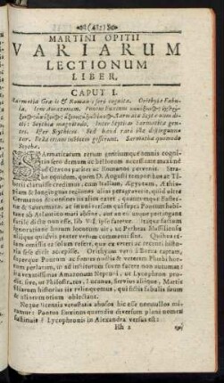 Martini Opitii Variarum Lectionum Liber.