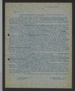 Rundschreiben von Dorothee von Velsen und Else Ulich-Beil an die Mitgliedsvereine des ADF