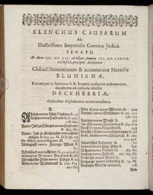 Elenchus Causarum ... Ordinibus Alphabeticis accommodatus