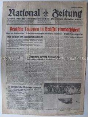 Tageszeitung "National Zeitung" zum Einmarsch der Wehrmacht in Brüssel