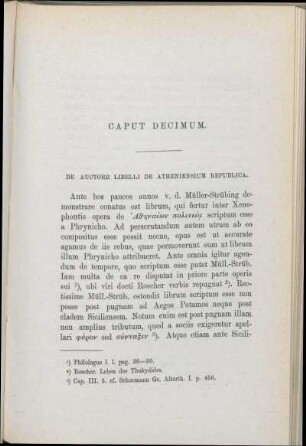 Caput Decimum. De Auctore Libelli De Atheniensium Republica.