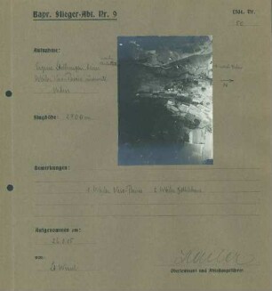 Foto eigener Stellungen beim Weiler Vers-Pairis südwestlich von Urbeis (Luftbild)