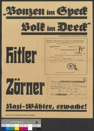 Wahlplakat der SPD, vermutlich zur Reichstagswahl 1932