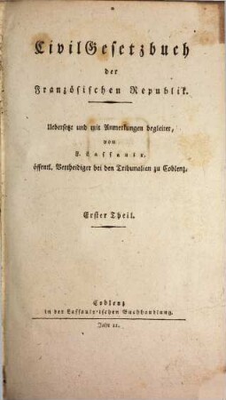 Civil-Gesetzbuch der Französischen Republik, 1
