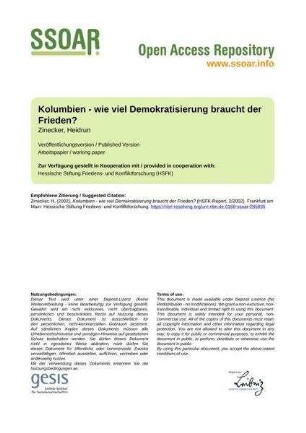 Kolumbien - wie viel Demokratisierung braucht der Frieden?