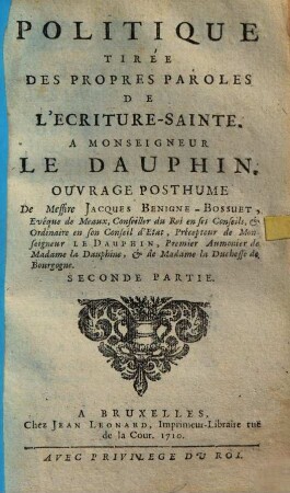 Politique tirée des propres paroles de l'écriture-sainte, 2