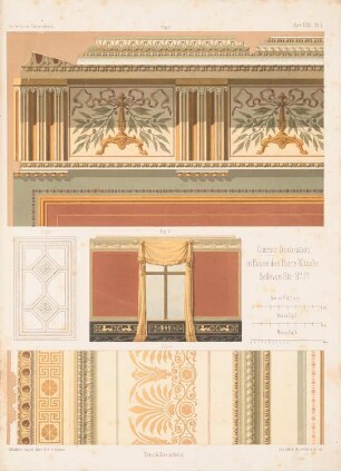 Zimmerdekoration im Hause des Herrn Nitsche, Berlin: Ansicht, Details (aus: Architektonisches Skizzenbuch, H. 47/4, 1860)
