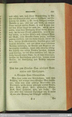Von den zum Straßen-Bau nöthigen Materialien und Werkzeugen