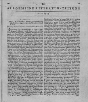 Schenck, K. F.: Statistik des vormaligen Fürstenthums Siegen. Siegen: Vorländer 1820 (Beschluss der im vorigen Stück abgebrochenen Recension)