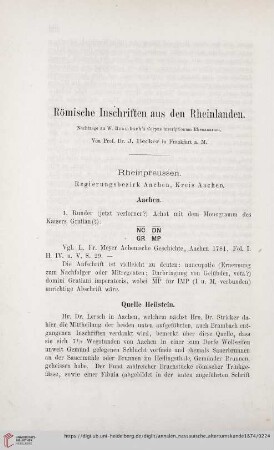 13: Römische Inschriften aus den Rheinlanden : Nachträge zu W. Brambach's Corpus inscriptionum Rhenanarum