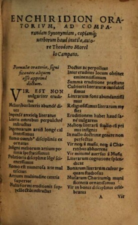Enchiridion ad verborum copiam haud infrugiferum, denuo multo quam antea auctius emaculatiusq[ue], in lucem datum