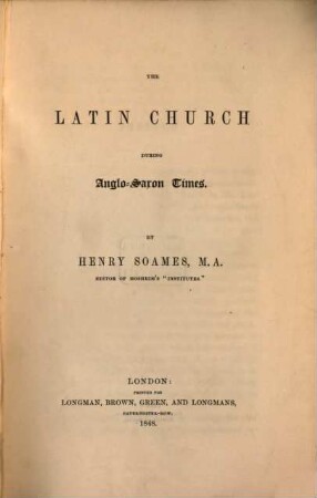 The latin church during Anglo-Saxon Times