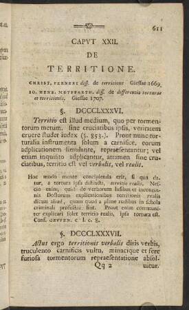 611-624, Caput XXII. De territione. - Caput XXVI. De sententiae criminalis conceptione et publicatione.