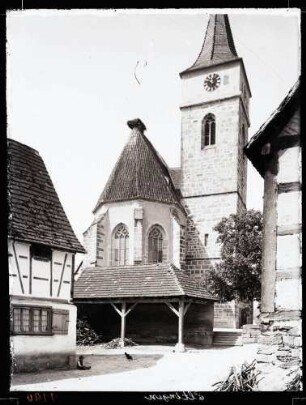 Kirche; Äusseres, Chor und Turm von Osten