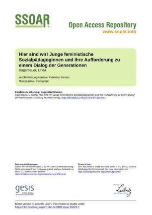 Hier sind wir! Junge feministische Sozialpädagoginnen und ihre Aufforderung zu einem Dialog der Generationen
