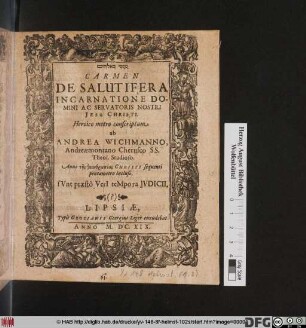 ... Carmen De Salutifera Incarnatione Domini Ac Servatoris Nostri Jesu Christi