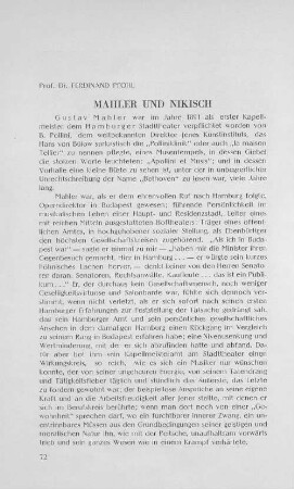 Mahler und Nikisch