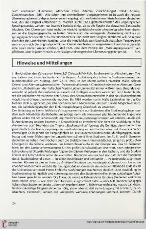 Hinweise und Mitteilungen