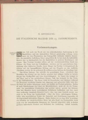 Zweite Abtheilung. Die italienische Malerei des 15. Jahrhunderts.