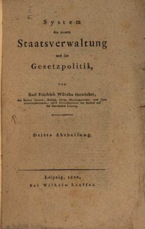 System der innern Staatsverwaltung und der Gesetzpolitik, 3
