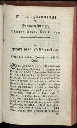 Viertes Stück, April 1787