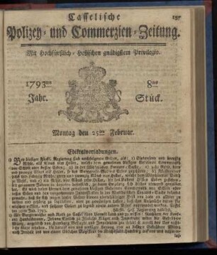 8tes Stueck, Montag den 25ten Februar. 1793