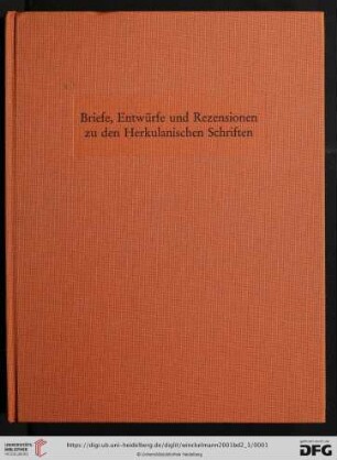Bd. 2, T. 3: Schriften und Nachlaß: Briefe, Entwürfe und Rezensionen zu den herkulanischen Schriften