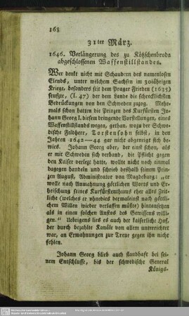 31ter März. 1646. Verlängerung des zu Kötzschenbroda abgeschlossenen Waffenstillstandes