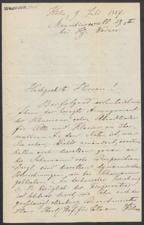 Brief an B. Schott's Söhne : 09.07.1887