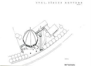 Grund, Peter; Bottrop - Batenbrock; Ev. Auferstehungskirche und Pfarrhaus - Axonometrie (Vogelperspektive)