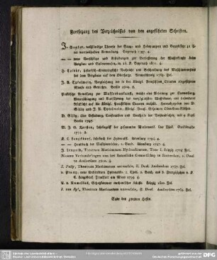 Fortsetzung des Verzeichnisses von den angeführten Schriften